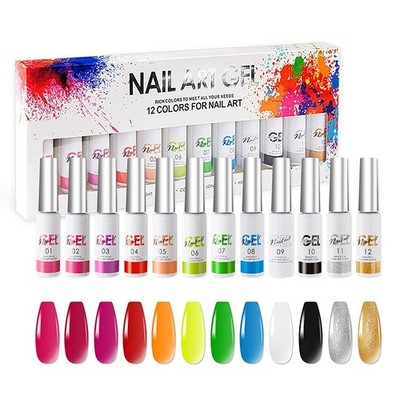 12 Color Gel Nail Polish Liner Set Suitable for Creative Nail Design and Profess