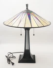 New ListingQuoizel Gotham Vintage Bronze Tiffany-Style Table Lamp, Stained Glass Shade