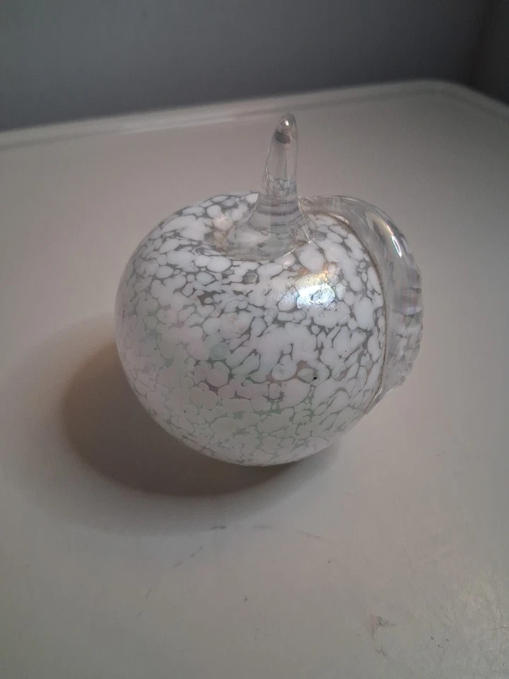 Espectacular Pisapapeles Iridiscente Blanco Rosa Vidrio Millefiori Iridiscente Foto 3 de 4