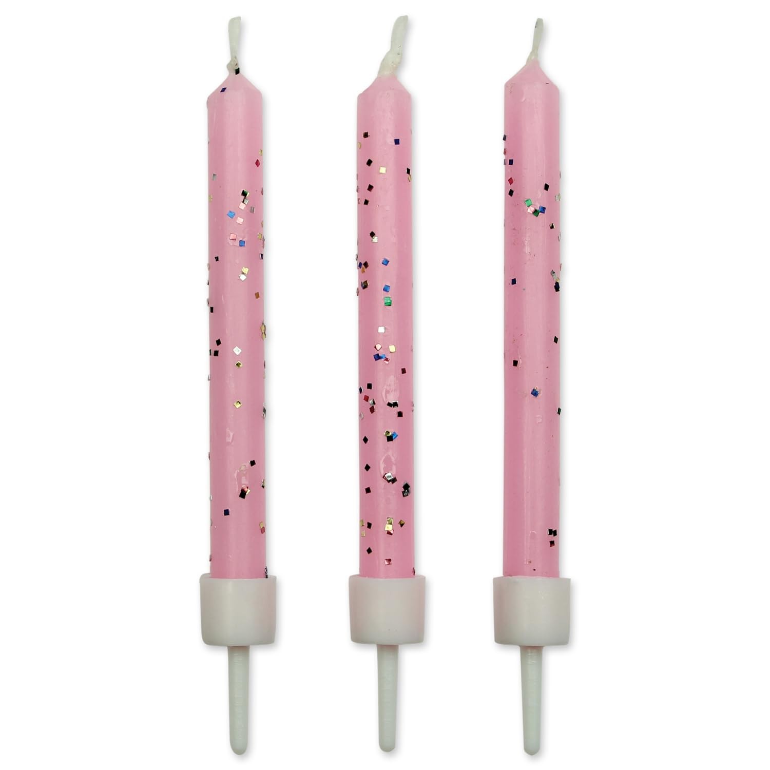 Pink Glitter Candles 10 Pack 0.5 x 0.5 x 6.2 cm Packaging May Vary
