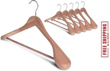 Extra Wide Red Cedar Wood Hangers - 6 Pack for Suits, Coats  Jackets