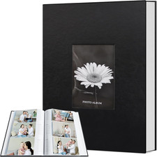 Photo Album 4X6 300 Photos with Writing Space, Leather Cover Album with Display