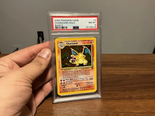 2000 POKEMON BASE SET 2 #4/130 CHARIZARD HOLO RARE PSA 8