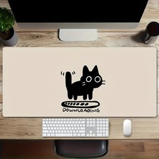 40 90cm Large Gaming Mouse Pad with Cute Cat Design - Non-Slip Rubber Base, Wash