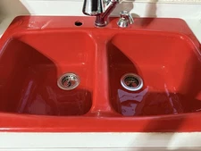 Vintage Kohler Red Cast Iron Enamel Sink