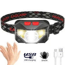 Headlight Headlamp Flashlight 8 Modes Led Handfress Motion Sensor Powerful Head
