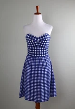 ANTHROPOLOGIE $140 Hutch Bennington Strapless Gingham Plaid Check Dress Size 10