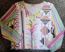 Vintage Averardo Bessi Italy Geometric Print Top Sz 14 