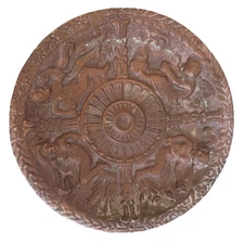 Vintage Renaissance Copper Bronze Plate Candle Trinket Dish Women Heavy 5.25”