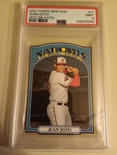 2021 Topps Heritage Juan Soto 1972 DIE-CUT #72DC-21 Graded PSA 9 Mint Baseball