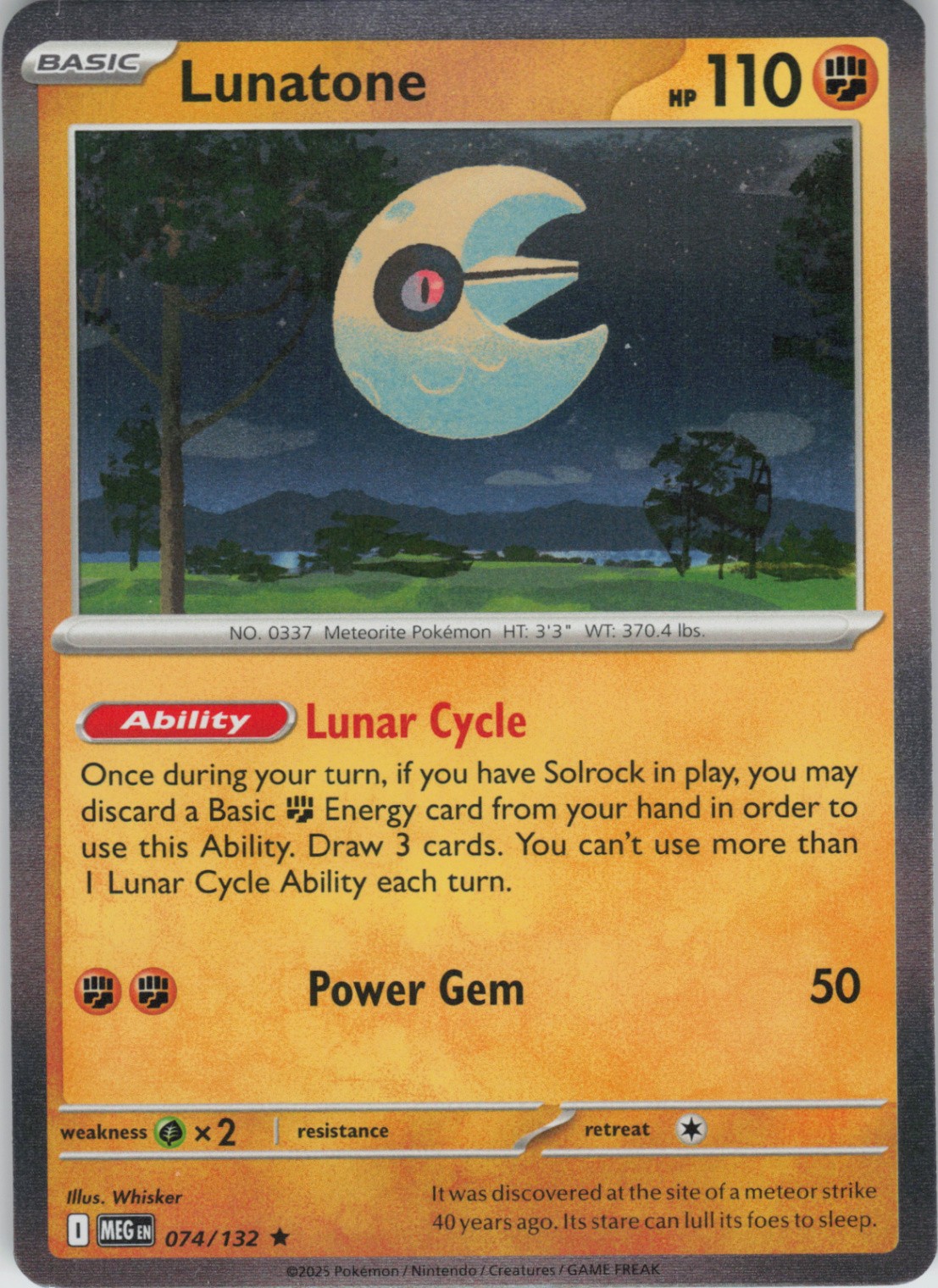 Lunatone Rare ME01: Mega Evolution 074/132 NM Holo