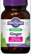 Organic Ginger Root Capsules Non GMO Vegan 90 Count Nutritional Support EXP 4/28
