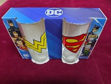DC Comics Collectible - 2pk - Superman Wonder Woman 9oz. Drinking Glasses New