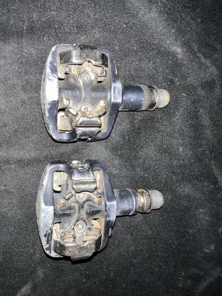Pedales sin clip Shimano PD-M535 SPD negros bicicleta de montaña de doble cara MTB Japón Foto 2 de 3