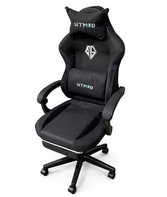 Sitmod P11 Gaming-Sessel, schwarz, Stoff, mit Fußstütze 