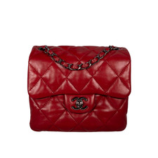 Chanel Quilted Lambskin Classic Square Flap Mini Red