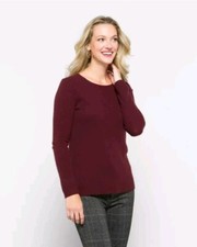 100 Cashmere Womens Burgundy Pullover Top Hand Wash Sz. XS