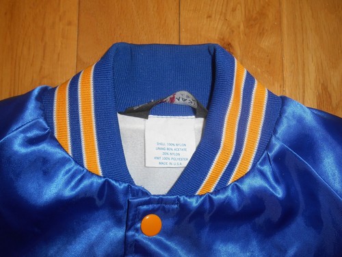 Vtg 80s 90s AB ACTON BOXBORO BOXBOROUGH Button Up Light Satin Blue Jacket Mens L - Picture 6 of 7