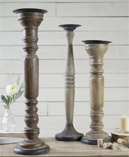 Vip Home & Garden 3-Piece Wood Large Candle Holders Set