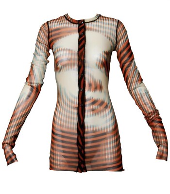 Iconic Jean Paul Gaultier Sheer Mesh 3-D Optical Illusion Face Cardigan Top
