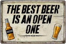 The Best Beer is an Open One Bar Pub Funny Gift 8x12 Metal Sign 108120064004