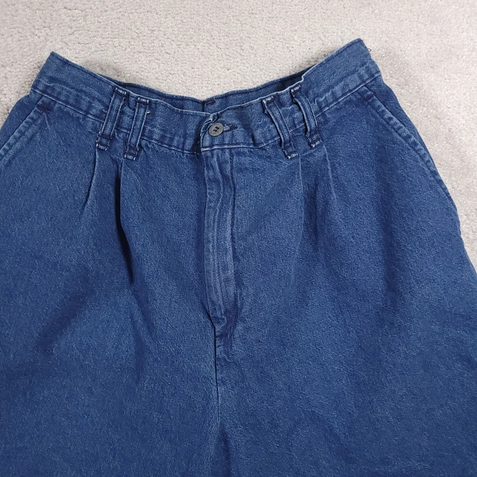 Pantalones Cortos De Colección Chic Bermudas Jean Para Mujer 14 Denim Tiro Alto Plisados Puños Hechos en EE. UU. Foto 3 de 4