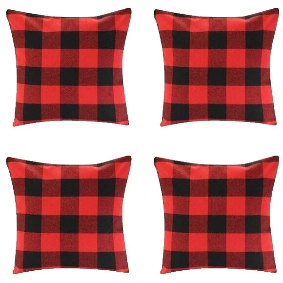Guestroom Cotton Blend Plaid Home Décor Pillows