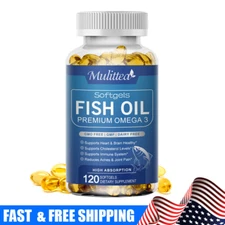 Omega 3 Fish Oil Capsules 3x Strength EPA & DHA, Highest Potency 120Pills