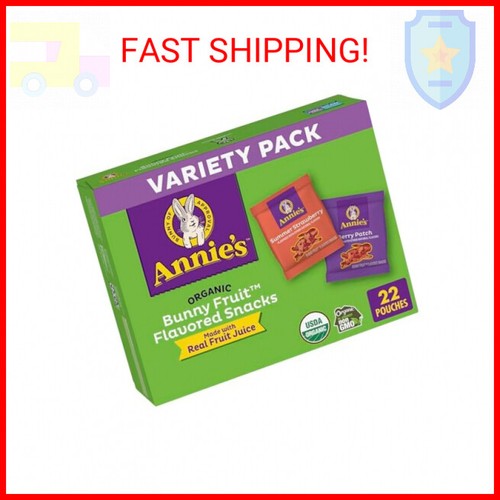 Annie's Organic Bunny Fruit Snacks, Variety Pack, Gluten Free, 22 ct, 15.4 oz