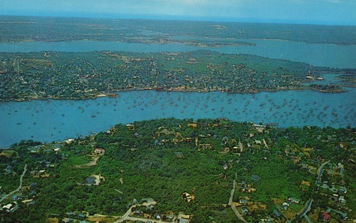 Postal MA Marblehead Harbor Vista Aérea Massachusetts Cromo De Colección PC H7605