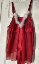 Vintage Y2K Red Santa Lingerie Christmas Chemise Babydoll One Size