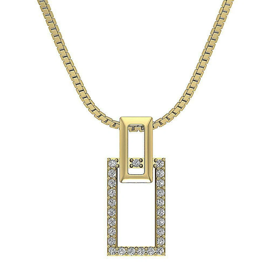 I1 G 0,15 quilates Diamante Natural Moda Colgante Collar Oro 14K Cadena 18 pulgadas Foto 3 de 4