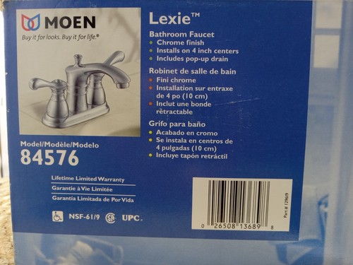 Moen 84576 Lexie Chromed Bathroom Sink Faucet And Drain Kit - Picture 4 of 16