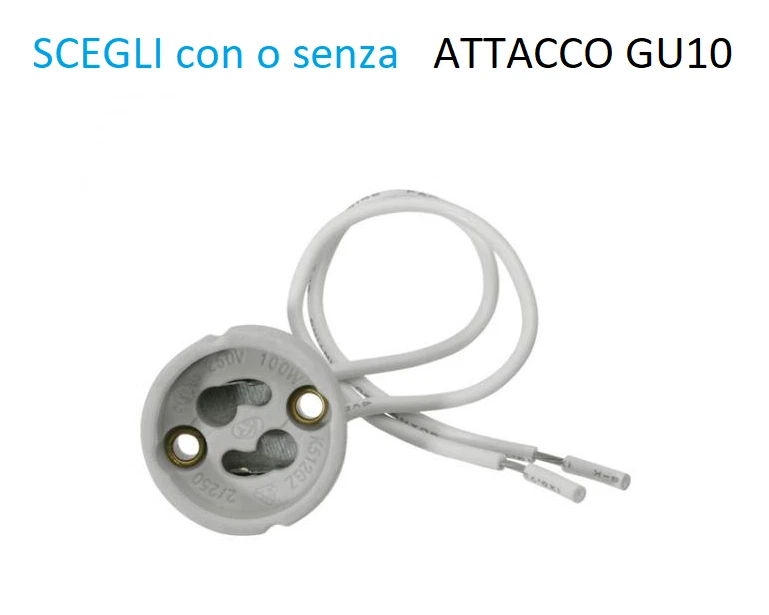 PORTA FARETTO DA INCASSO FISSO ORIENTABILE LAMPADINE LED GU10 MR16 controsoffitt - Immagine 2 di 2