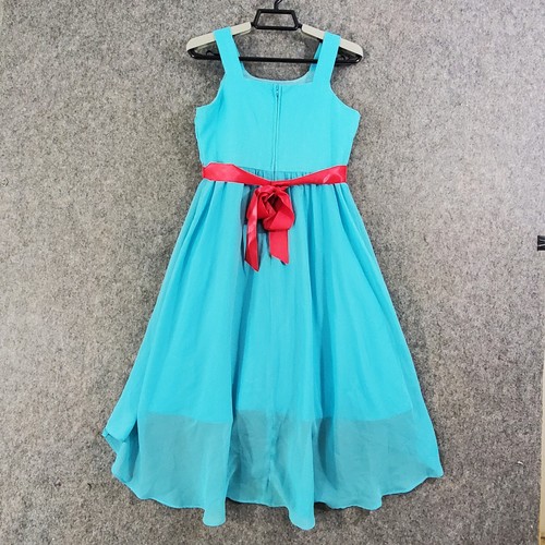 Rare Editions Dress Girls Youth 12 Blue Pintuck Bodice Sleeveles Chiffon Overlay - Picture 7 of 14