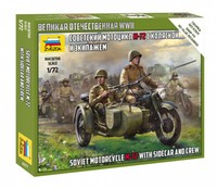 Zvezda Sowjetisches Motorrad M-72 Mit Beiwagen Und Besatzung Figuren 1:72