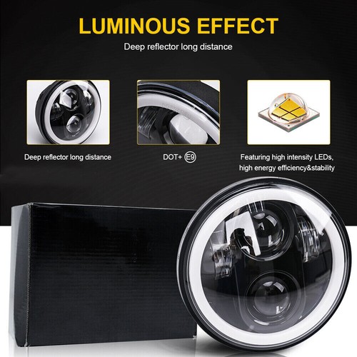 2x Universal 5.75 inch LED DRL Turn Signal Light Motorcycle Headlight Hi lo beam - Picture 3 of 14