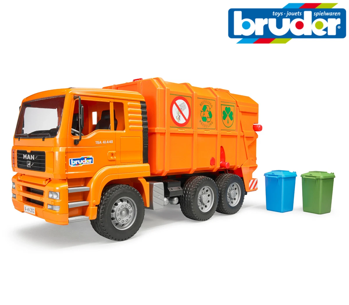Bruder Toys 02760 MAN TGA Garbage Truck Bin Lorry With Wheelie Bins 1 16 Scale