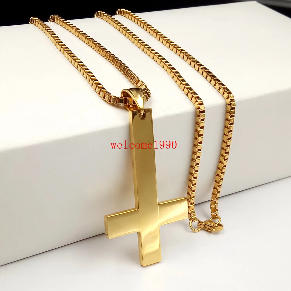 Gold upside down cross pendant deals