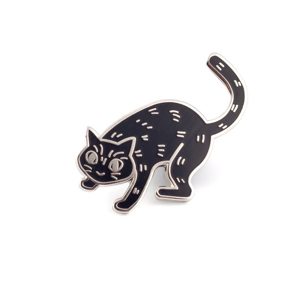 Pinets Pin Brosche Schwarze Katze Bonifatius-Katze Süß Emaille Anstecknadel-image