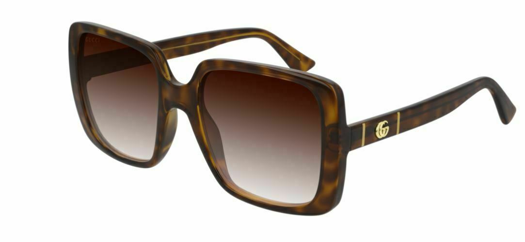 GUCCI GG0632S 002 Square Havana Gold Havana Brown Women's