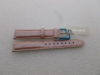 Genuine Michele 16mm Glossy Pink Alligator  Watch Band Strap NEW