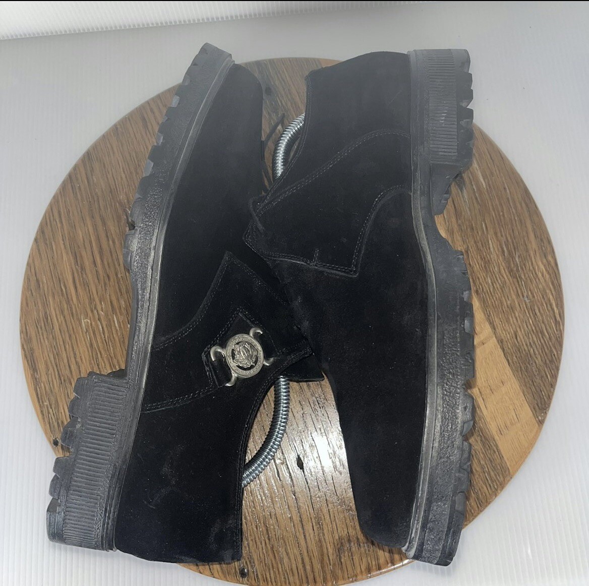 Gianni Versace Medusa Suede Black Lace Up Leather Oxford