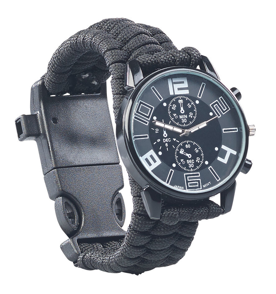 Montre de survie 5 en 1 Semptec avec allume-feu et sifflet intégrés