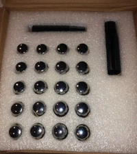 20 Set M12x1.5 Closed End 6 Spline Lug Nuts Chrome + 2 Keys APL-N002C 35mm 1.38”