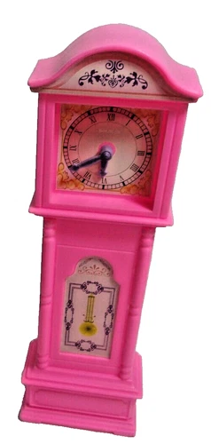 Vintage Goldlok BARBIE  Pink TOY Grandfather Clock Dollhouse Furniture 10" 2002