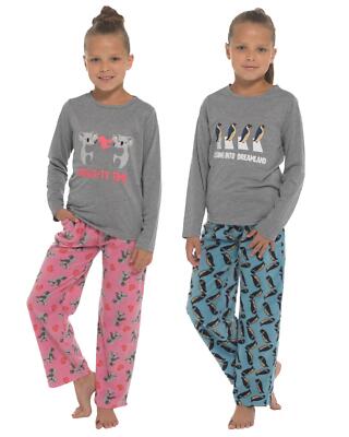 Jersey Fleece Pyjamas Slumber Hut Girls Long Sleeve Novelty Animal Pyjama  Set UK