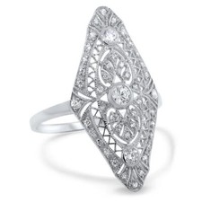 CLASSIC STYLE ART DECO DESIGN 925 STERLING SILVER CZ RING 572