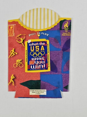 1996 Atlanta Olympics McDonalds French Fries Container Wrapper Large Brand New