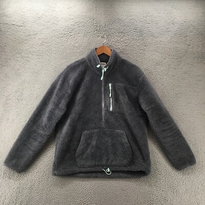PINK Victoria Secret Sherpa Fleece Jacket Womens Medium Grey Zip Up Mock Neck